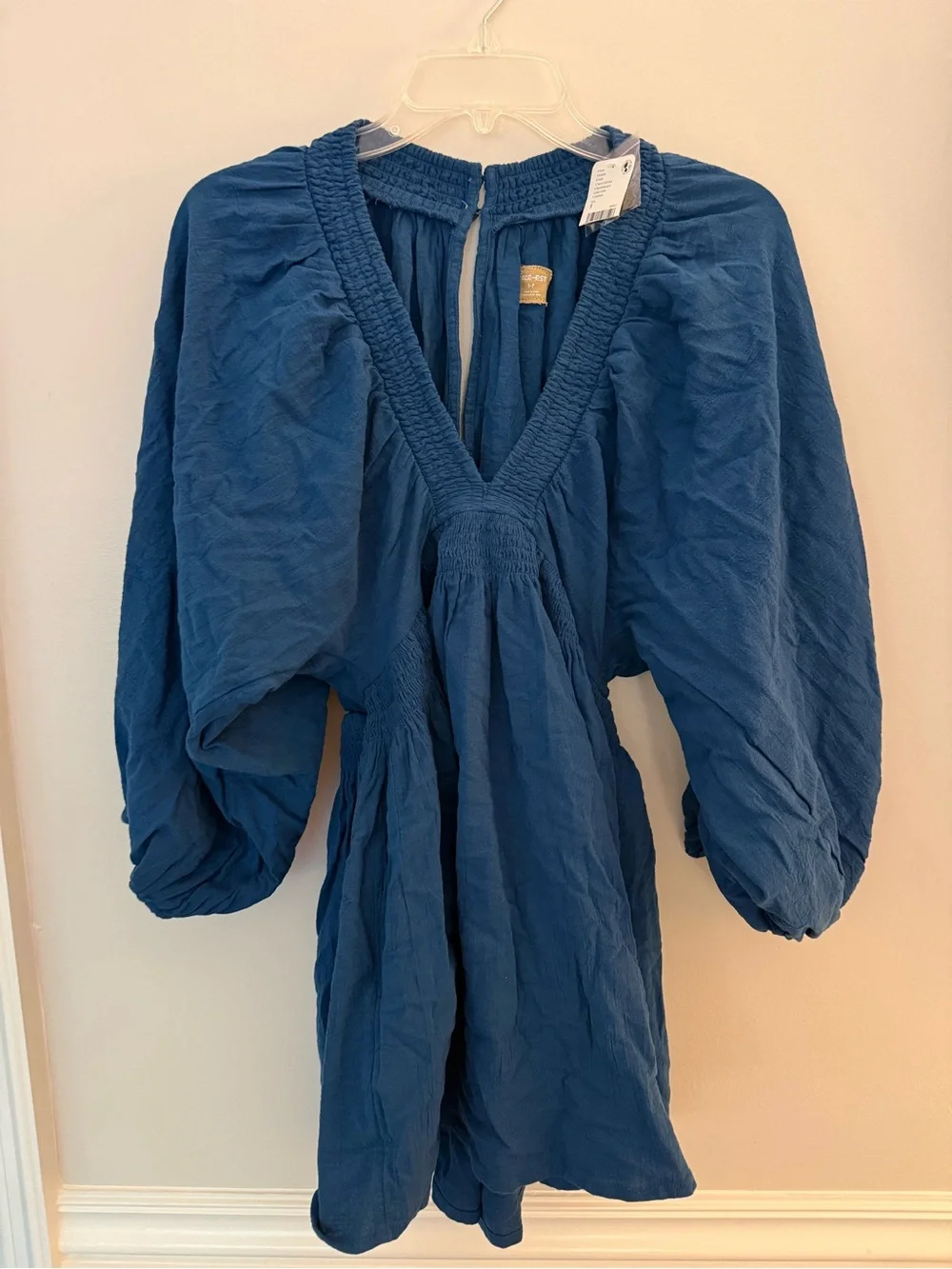 Free People For the Moment Mini Dress in Blue Navy NWT
